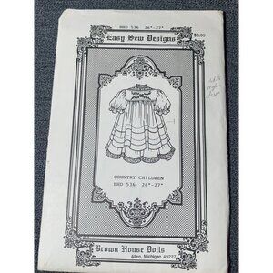 Easy Sew Designs Country Children Dress Pattern BHD 536 26"-27"  Doll 1970s